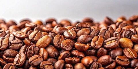 Naklejka premium Close up of aromatic coffee beans for background, fresh, beans, coffee, close up, background, texture, organic, roast, dark, caffeine