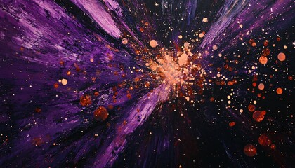 Abstract Cosmic Explosion Purple Gold Hues