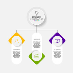 infographic long circle template with 3 steps. Business growth concept. Can be used for web design, timeline, diagram, chart, graph, business presentation.