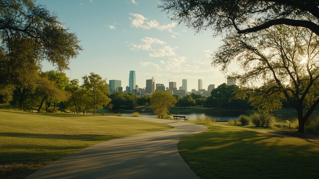 Beautiful green park. Generative Ai.
