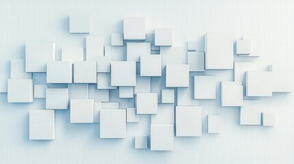 Fototapeta premium Abstract arrangement of white squares on a textured background, creating a modern and stylish design element.