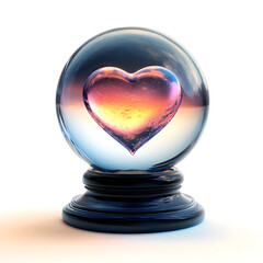 A heart encased in a crystal ball, symbolizing love and fortune or future prospects