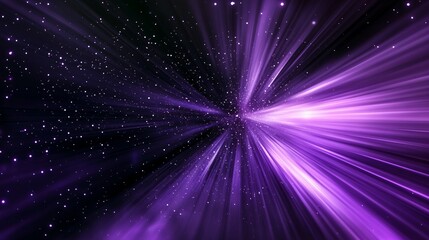 Naklejka premium Purple Light Rays Emanate Through Space Dust