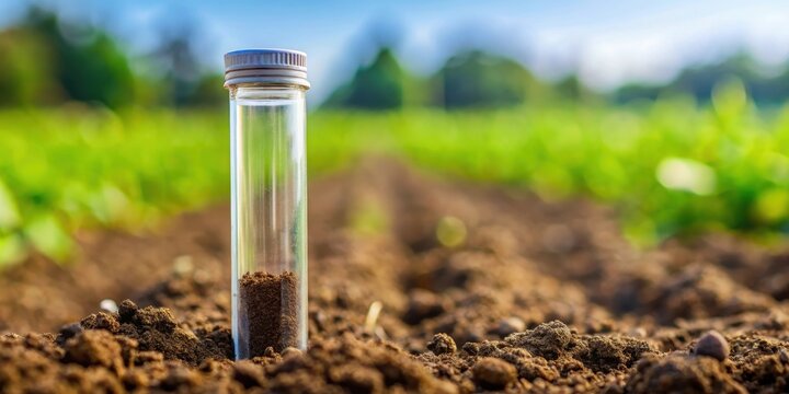 Soil sample in small vial for lab testing in agriculture, soil, sample, vial, lab testing, farming, agriculture, analysis