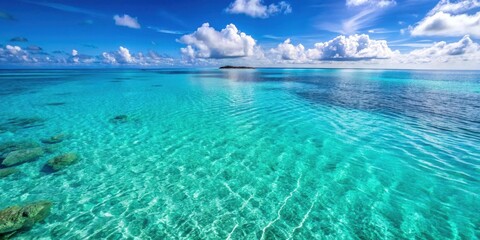 Obraz premium Top view of crystal clear turquoise ocean water surface in a lagoon , , top view, sea water, turquoise, ocean, surface, lagoon
