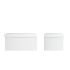 Set of Blank White Rectangular Storage Boxes with Lids Vector