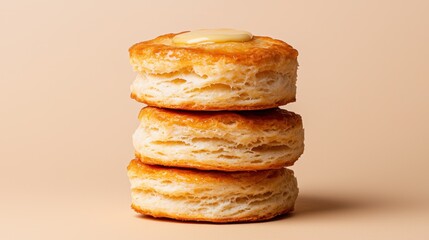 Three Buttery Biscuits Stacked High