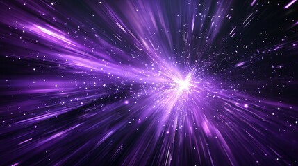 Purple Light Rays Burst Exploding Starry Galaxy