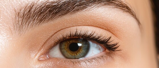 Naklejka premium Close-up of a woman's eye with natural makeup