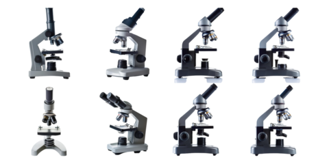 Various Microscope Models on Transparent Background