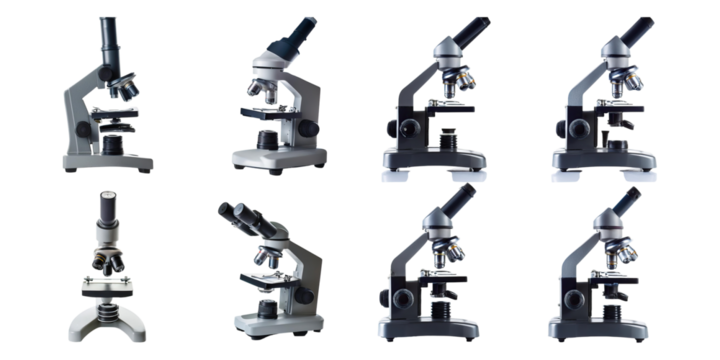 Various Microscope Models on Transparent Background