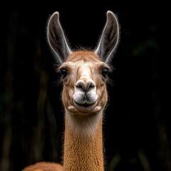 Obraz premium Close-up portrait of a llama looking directly at the camera