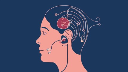 Cochlear Implant Technology Device Vector Illustration