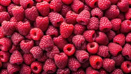 Fresh raspberries forming a vibrant and juicy background, Raspberry, fruit, fresh, background, red, juicy, vibrant, organic