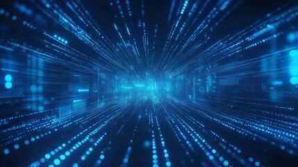Fototapeta premium Blue digital binary data on computer screen background