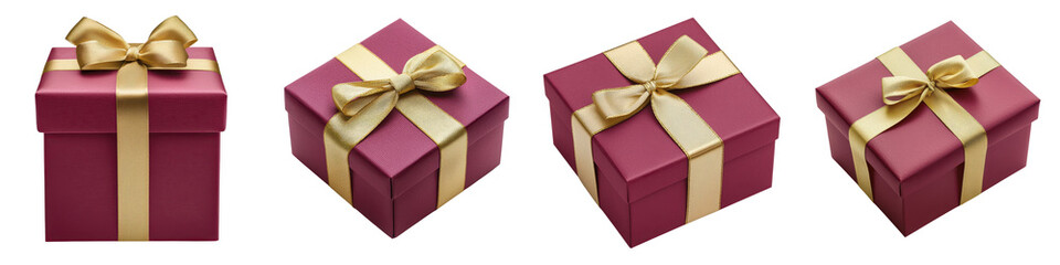 Obraz premium Beautifully wrapped red and gold gift boxes with shiny bows perfect for celebrating special occasions like Christmas birthdays anniversaries