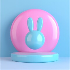Fototapeta premium Stylized bunny figure in bright colors, perfect for playful designs.