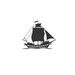 Pirate Ship Silhouette with Sails vector eps