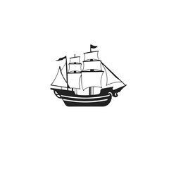 Pirate Ship Silhouette with Sails vector eps