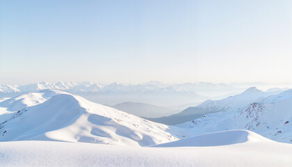 Obraz premium Snow-covered mountains in serene landscape, winter tranquility