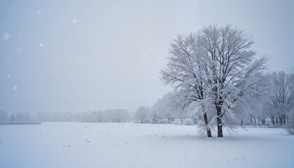 Silent winter landscape under heavy snow, tranquility and isolation