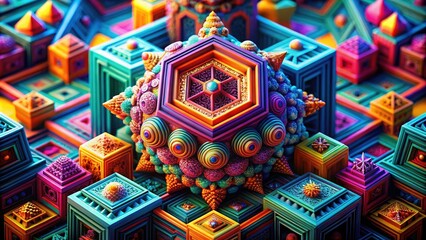 Fototapeta premium Dazzling abstract art featuring high-resolution 3D geometric shapes; perfect creative backgrounds.