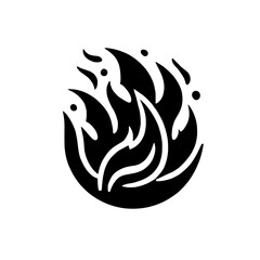 Fiery Circle: A bold, black and white illustration of a fiery circle. The flames are stylized with a minimalist approach, offering a sense of both heat and power.