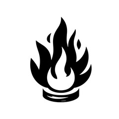 Black Flame Icon: A bold and evocative icon depicting a single, black flame rising from a circular base, symbolizing power, intensity, and passion.