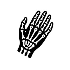 Skeleton Hand Illustration: A bold and graphic black and white illustration of a skeleton hand, showcasing the intricate detail of the bones.