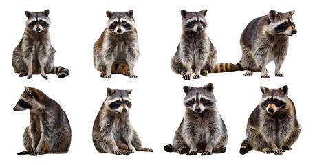 Obraz premium Eight Raccoon Poses