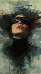 Fototapeta premium Veiled emotions: A dramatic portrait of resilience
