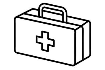 Fototapeta premium First Aid Box Line Art Icon for Healthcare & Emergency Services