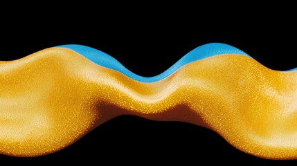 Abstract Gold   Blue Fabric Waves  Flowing Textile  Elegant Drape  Shiny Silk  Background