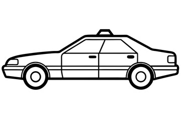 Detailed Line Art of a Police Car – Law Enforcement Vector Illustration