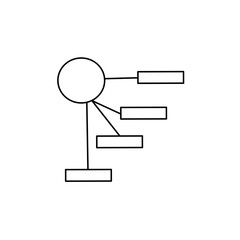 Workflow chart or tree diagram with circular and rectangular elements connected by lines. Concept of business development stages. Minimal infographic design template. Vector illustration for report.