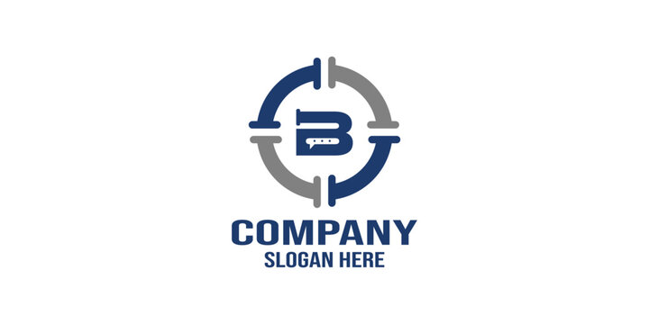 pipe company logo with the initials B with a circular pipe concept