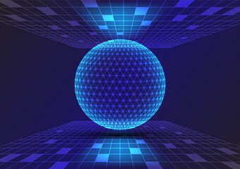 Abstract background with sphere perspective network
