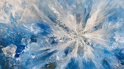 Abstract Blue And White Glacial Ice Painting