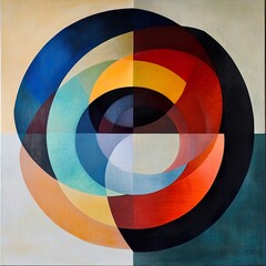 Obraz premium Abstract Geometric Composition: Vibrant Circles and Colors
