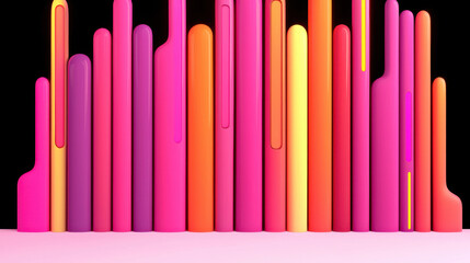 Fototapeta premium Vibrant abstract design with colorful vertical shapes in pink, orange, and yellow tones