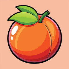 Fresh Peach Food Cartoon Style Vector Illustration: Sweet and Vibrant Fruit Design




