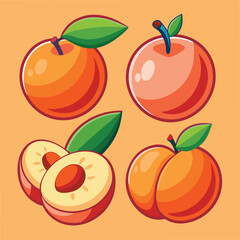 Fresh Peach Food Cartoon Style Vector Illustration: Sweet and Vibrant Fruit Design



