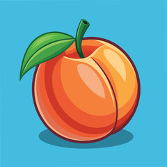 Fresh Peach Food Cartoon Style Vector Illustration: Sweet and Vibrant Fruit Design



