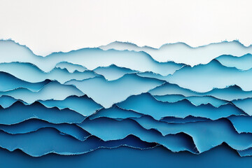 Torn fabric textures in dynamic wave patterns create serene abstract landscape