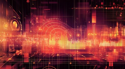 Abstract Digital Cityscape Network Data Visualization