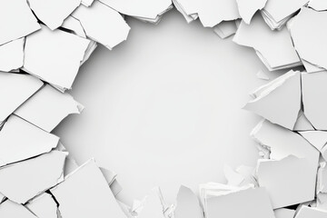 Torn white paper edges forming circular frame with blank center