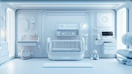 Obraz premium High tech nursery with automated crib and futuristic design