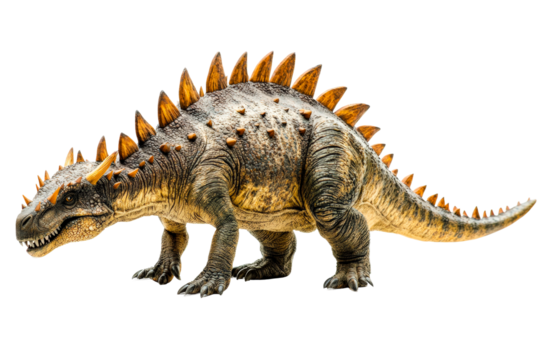 Realistic model of a stegosaurus isolated on transparent background