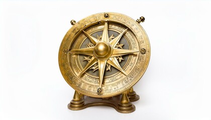 Obraz premium Ornate golden compass on white background. Intricate details and rich color.