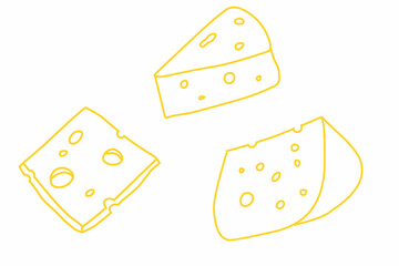 Cartoon Cheese doodle seamless pattern for background and packaging. Vector design. Various cheese design wallpaper
